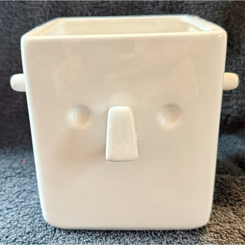 30 Watt White Square Ceramic Face Eye Glass Rest Holder & Planter